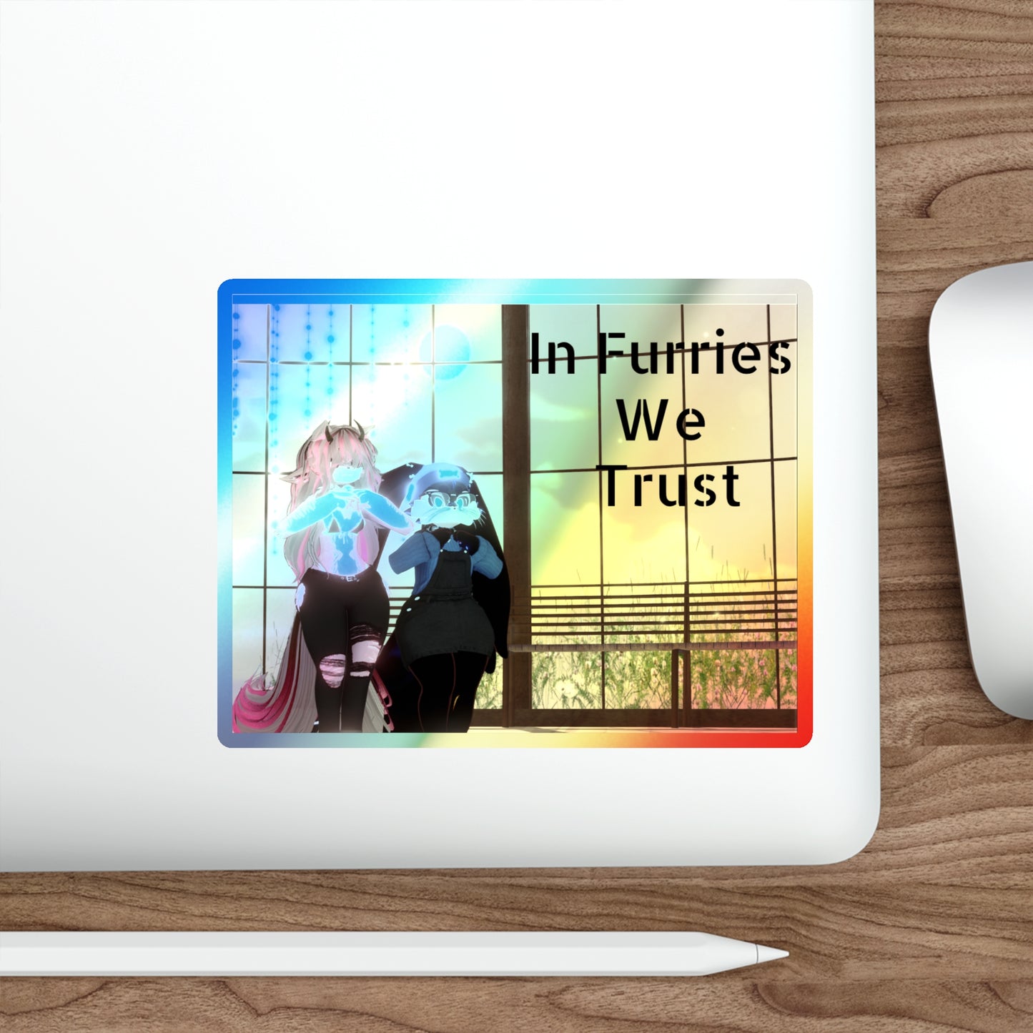 Furries we trust Holographic Die-cut Sticker