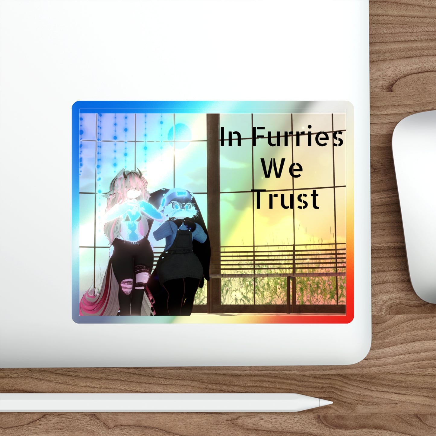 Furries we trust Holographic Die-cut Sticker