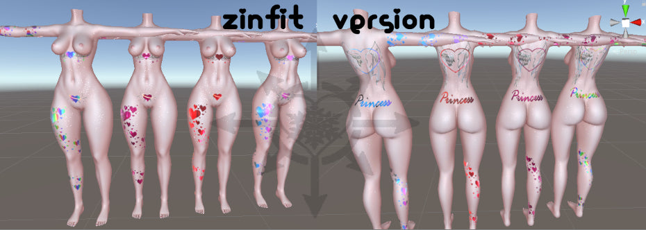 Lovers Tattoo V2 for VRC ; Zin, Panda, and Peach